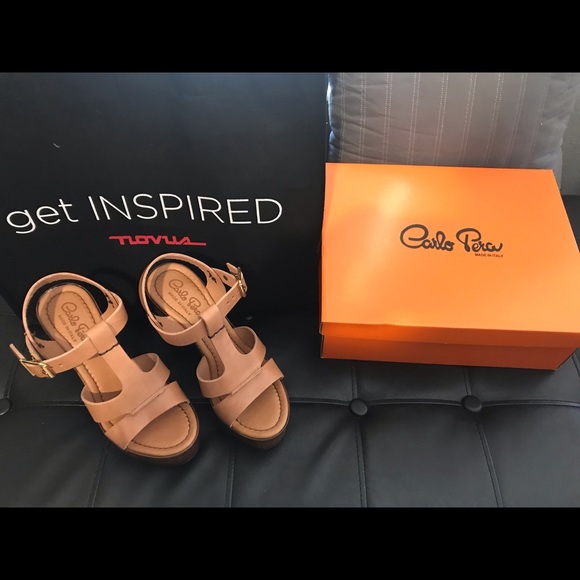 Carlo Pera Leather Platform Sandals 6.0-6.5 - Picture 2 of 5